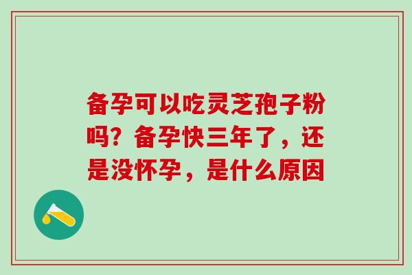 备孕可以吃灵芝孢子粉吗？备孕快三年了，还是没怀孕，是什么原因