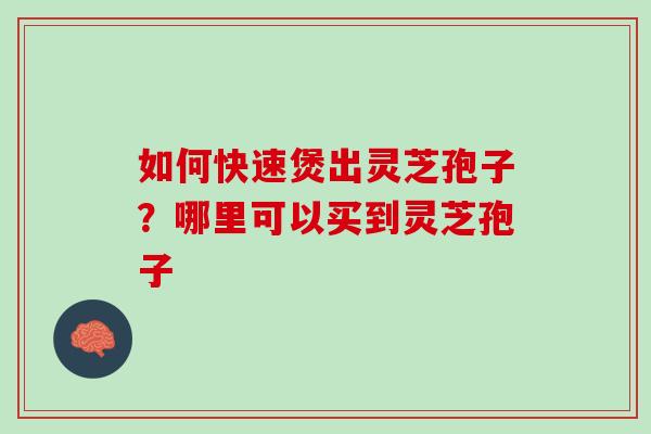 如何快速煲出灵芝孢子？哪里可以买到灵芝孢子