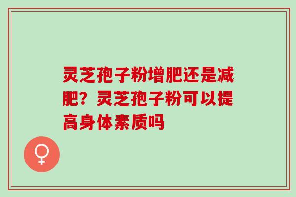 灵芝孢子粉增肥还是减肥？灵芝孢子粉可以提高身体素质吗