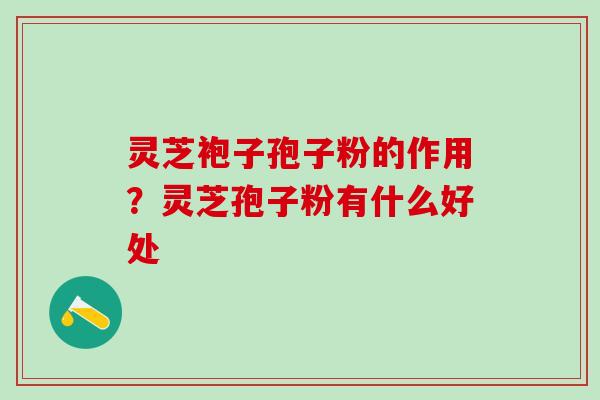 灵芝袍子孢子粉的作用？灵芝孢子粉有什么好处