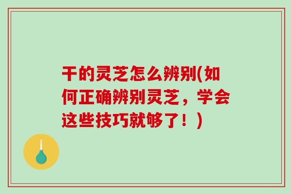 干的灵芝怎么辨别(如何正确辨别灵芝，学会这些技巧就够了！)