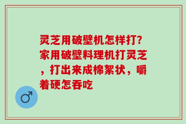 灵芝用破壁机怎样打？家用破壁料理机打灵芝，打出来成棉絮状，嚼着硬怎吞吃