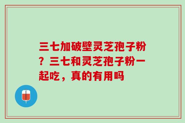 三七加破壁灵芝孢子粉？三七和灵芝孢子粉一起吃，真的有用吗