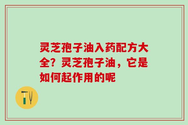 灵芝孢子油入药配方大全?灵芝孢子油,它是如何起作用的呢 灵芝孢子油入药配方大全?灵芝孢子油,它是如何起作用的呢