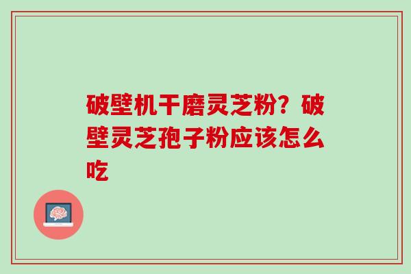 破壁机干磨灵芝粉？破壁灵芝孢子粉应该怎么吃