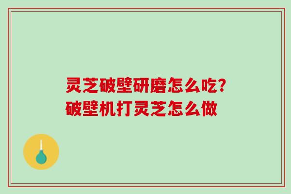 灵芝破壁研磨怎么吃？破壁机打灵芝怎么做