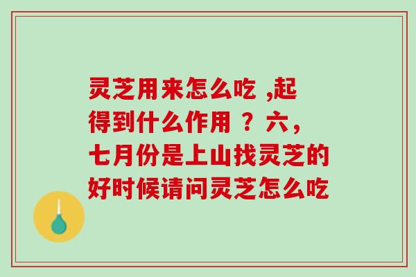 灵芝用来怎么吃 ,起得到什么作用 ?六,七月份是上山找灵芝的好时候请问灵芝怎么吃 灵芝用来怎么吃 ,起得到什么作用 ?六,七月份是上山找灵芝的好时候请问灵芝怎么吃