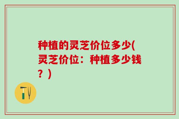种植的灵芝价位多少(灵芝价位：种植多少钱？)
