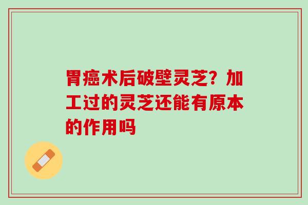 胃癌术后破壁灵芝？加工过的灵芝还能有原本的作用吗