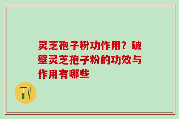 灵芝孢子粉功作用？破壁灵芝孢子粉的功效与作用有哪些