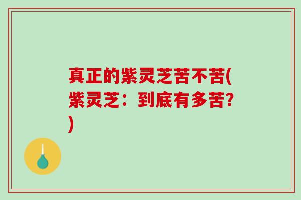 真正的紫灵芝苦不苦(紫灵芝：到底有多苦？)