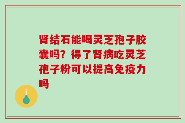 结石能喝灵芝孢子胶囊吗?得了吃灵芝孢子粉可以提高免疫力吗 结石能喝灵芝孢子胶囊吗?得了吃灵芝孢子粉可以提高免疫力吗