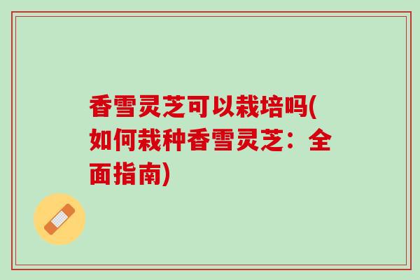 香雪灵芝可以栽培吗(如何栽种香雪灵芝：全面指南)
