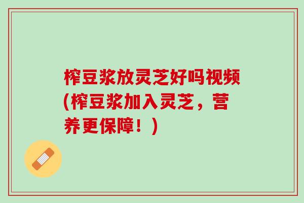 榨豆浆放灵芝好吗视频(榨豆浆加入灵芝，营养更保障！)