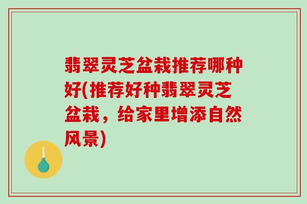 翡翠灵芝盆栽推荐哪种好(推荐好种翡翠灵芝盆栽，给家里增添自然风景)
