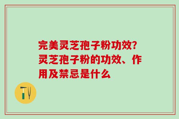 完美灵芝孢子粉功效？灵芝孢子粉的功效、作用及禁忌是什么