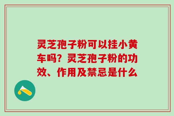 灵芝孢子粉可以挂小黄车吗?灵芝孢子粉的功效、作用及禁忌是什么 灵芝孢子粉可以挂小黄车吗?灵芝孢子粉的功效、作用及禁忌是什么