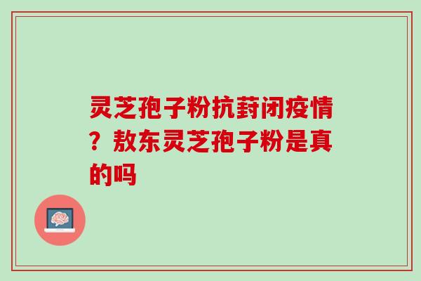 灵芝孢子粉抗葑闭疫情？敖东灵芝孢子粉是真的吗