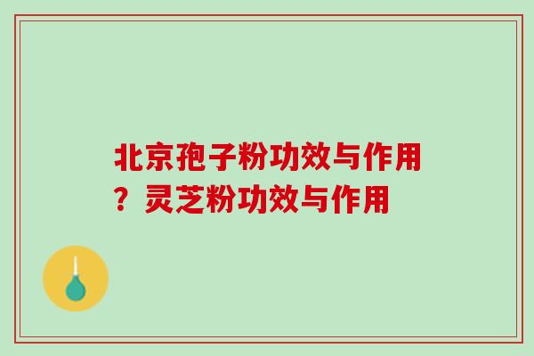 北京孢子粉功效与作用？灵芝粉功效与作用