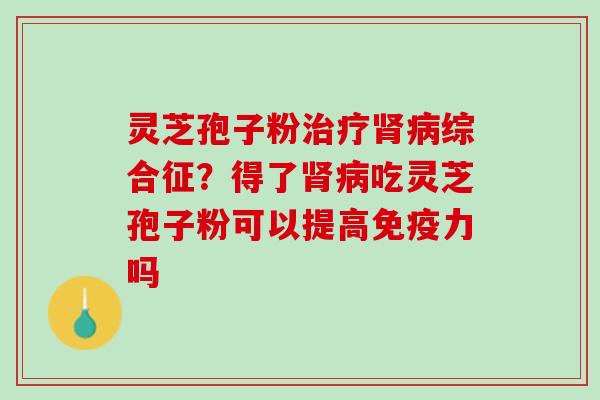 灵芝孢子粉治疗肾病综合征？得了肾病吃灵芝孢子粉可以提高免疫力吗