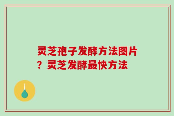 灵芝孢子发酵方法图片？灵芝发酵快方法