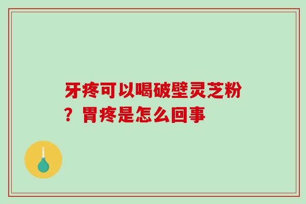 牙疼可以喝破壁灵芝粉？胃疼是怎么回事
