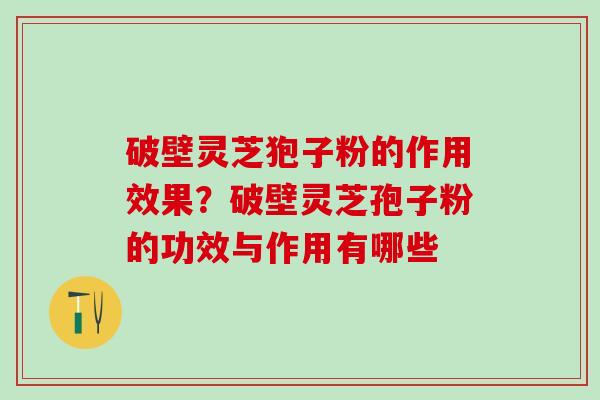 破壁灵芝狍子粉的作用效果？破壁灵芝孢子粉的功效与作用有哪些