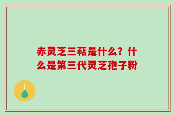 赤灵芝三萜是什么？什么是第三代灵芝孢子粉
