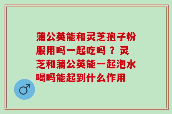 蒲公英能和灵芝孢子粉服用吗一起吃吗 ?灵芝和蒲公英能一起泡水喝吗能起到什么作用 蒲公英能和灵芝孢子粉服用吗一起吃吗 ?灵芝和蒲公英能一起泡水喝吗能起到什么作用