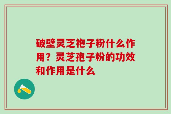 破壁灵芝袍子粉什么作用？灵芝孢子粉的功效和作用是什么