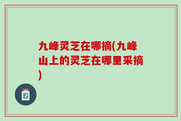 九峰灵芝在哪摘(九峰山上的灵芝在哪里采摘)