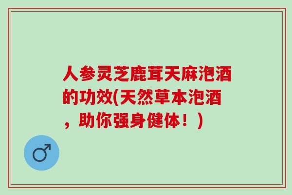 人参灵芝鹿茸天麻泡酒的功效(天然草本泡酒，助你强身健体！)