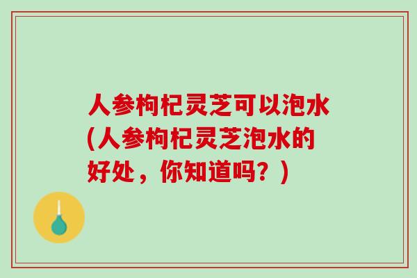 人参枸杞灵芝可以泡水(人参枸杞灵芝泡水的好处，你知道吗？)