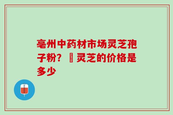 亳州中药材市场灵芝孢子粉？焄灵芝的价格是多少