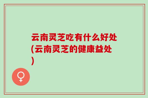 云南灵芝吃有什么好处(云南灵芝的健康益处)