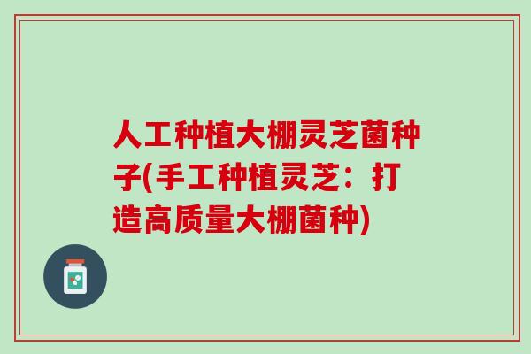 人工种植大棚灵芝菌种子(手工种植灵芝:打造高质量大棚菌种) 人工种植大棚灵芝菌种子(手工种植灵芝:打造高质量大棚菌种)