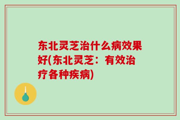 东北灵芝什么效果好(东北灵芝：有效各种)
