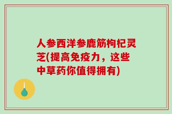 人参西洋参鹿筋枸杞灵芝(提高免疫力，这些中草药你值得拥有)