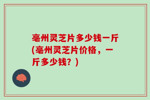 亳州灵芝片多少钱一斤(亳州灵芝片价格，一斤多少钱？)