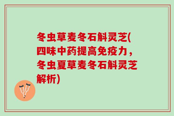 冬虫草麦冬石斛灵芝(四味提高免疫力，冬虫夏草麦冬石斛灵芝解析)