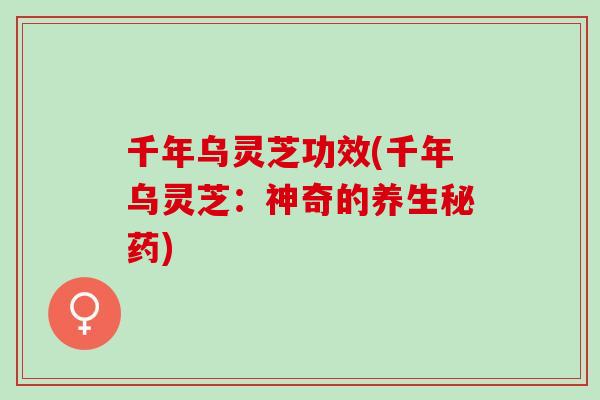 千年乌灵芝功效(千年乌灵芝：神奇的养生秘药)