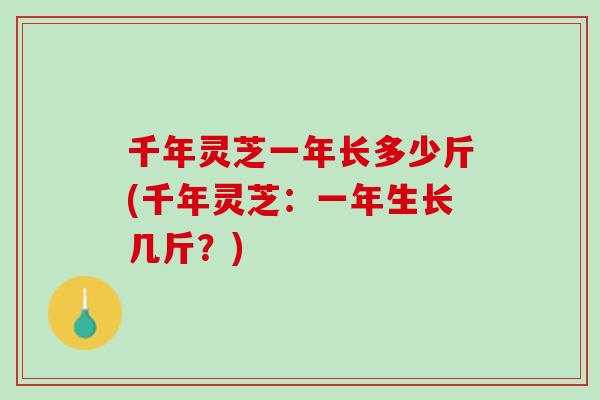 千年灵芝一年长多少斤(千年灵芝：一年生长几斤？)