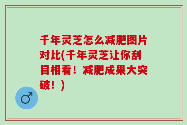 千年灵芝怎么减肥图片对比(千年灵芝让你刮目相看！减肥成果大突破！)
