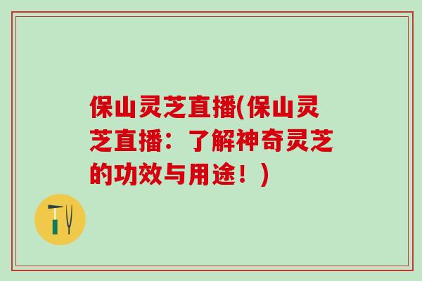 保山灵芝直播(保山灵芝直播：了解神奇灵芝的功效与用途！)