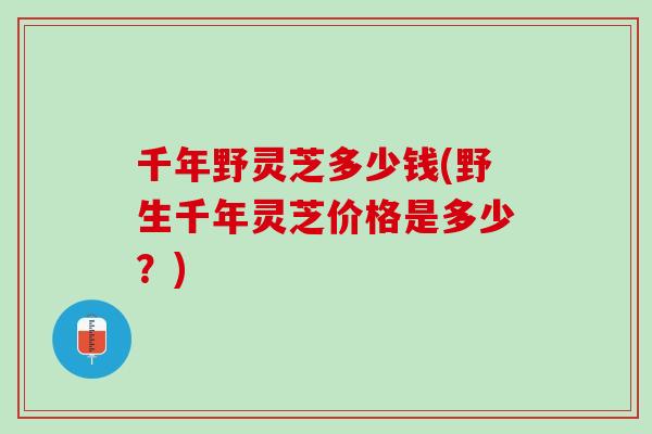 千年野灵芝多少钱(野生千年灵芝价格是多少？)