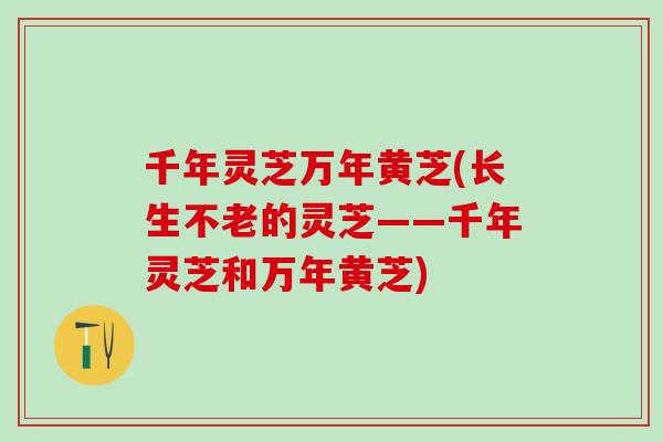 千年灵芝万年黄芝(长生不老的灵芝——千年灵芝和万年黄芝)