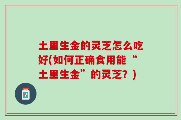 土里生金的灵芝怎么吃好(如何正确食用能“土里生金”的灵芝?) 土里生金的灵芝怎么吃好(如何正确食用能“土里生金”的灵芝?)