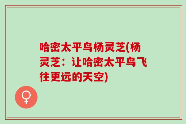 哈密太平鸟杨灵芝(杨灵芝:让哈密太平鸟飞往更远的天空) 哈密太平鸟杨灵芝(杨灵芝:让哈密太平鸟飞往更远的天空)