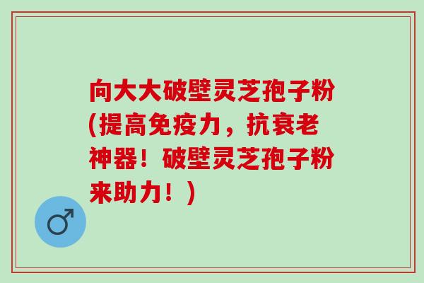 向大大破壁灵芝孢子粉(提高免疫力，抗衰老神器！破壁灵芝孢子粉来助力！)