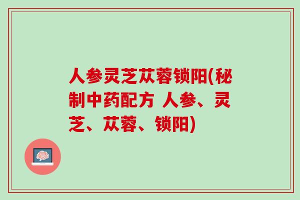 人参灵芝苁蓉锁阳(秘制中药配方 人参、灵芝、苁蓉、锁阳)